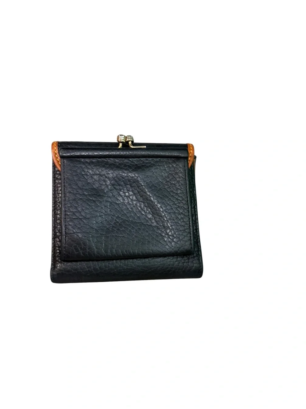 Leather Bifold Wallet with Contrast Trim - Black and Caramel